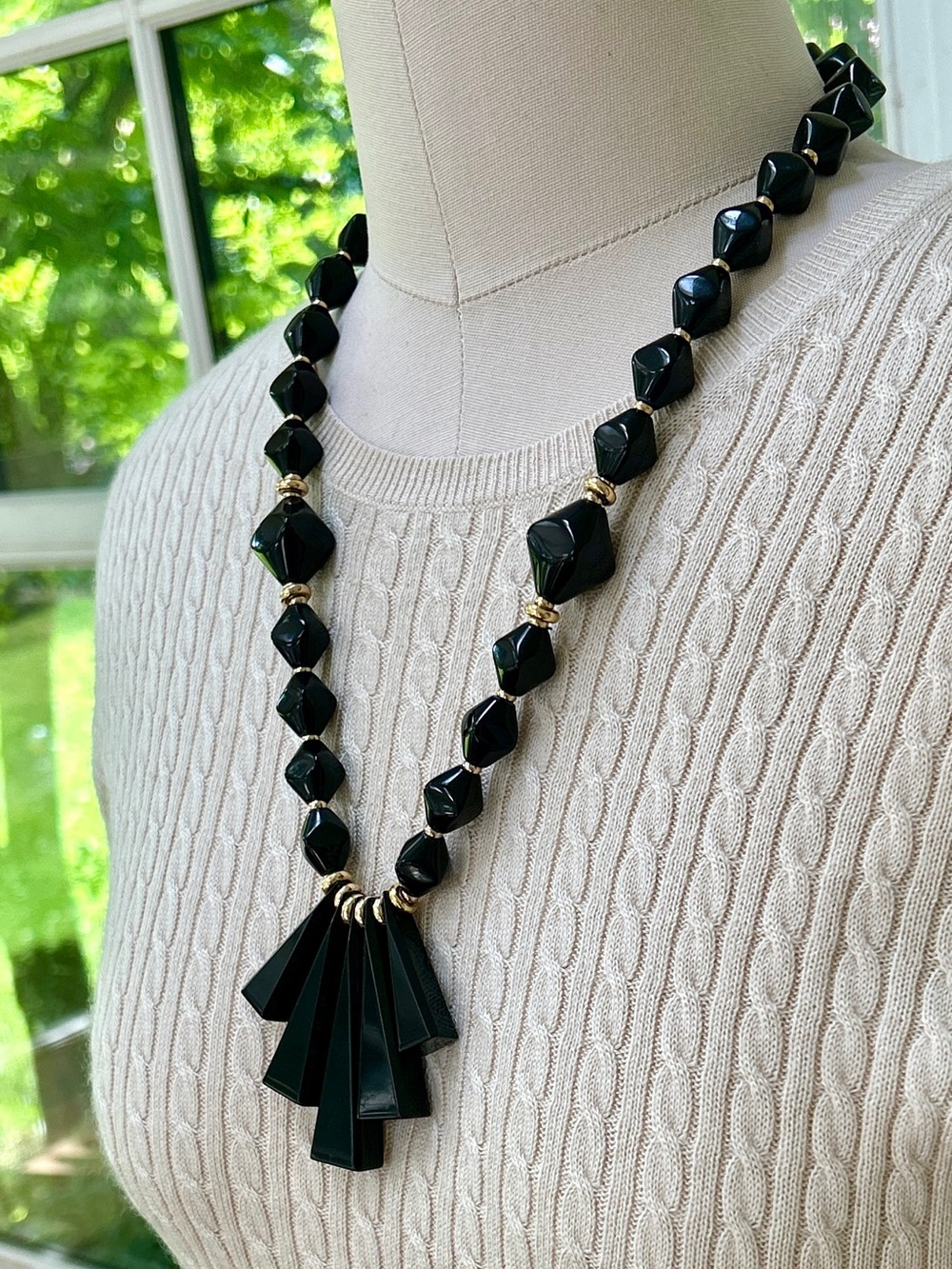 Vintage Napier Black Lucite Necklace
